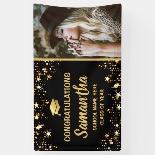 Gold Star Foto 2025 Afstudeerfeest Spandoek (Verticaal)