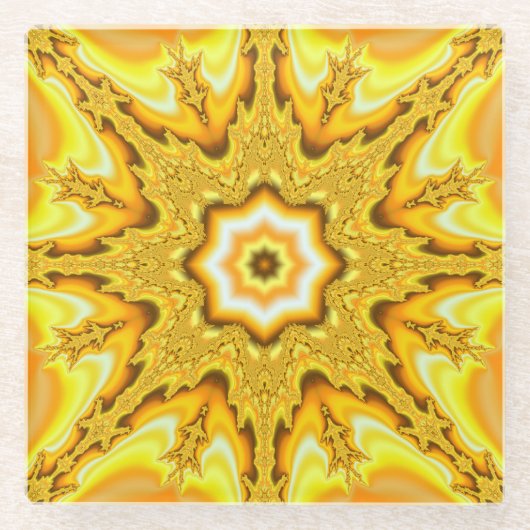 Gold Star Fractal Glass Onderzetter (Voorkant)