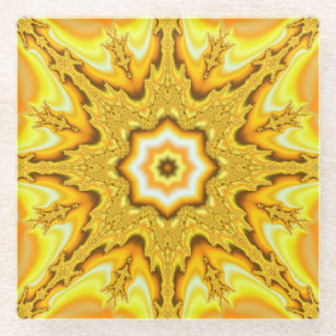 Gold Star Fractal Glass Onderzetter Glazen Onderzetter