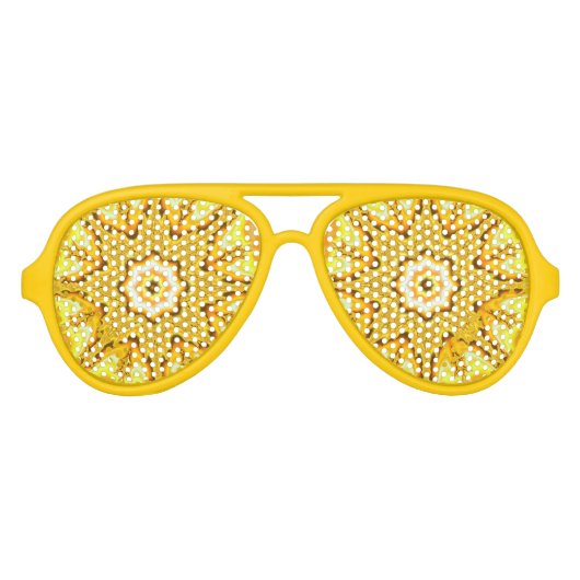 Gold Star Fractal Party Shades Aviator Zonnebril (Voorkant)