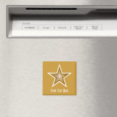 "Gold" Star fridge "Jouw tekst" magneet vierkant g (Insitu (Vaatwasser))