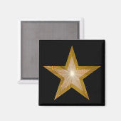 "Gold" Star fridge magneet vierkant zwart (Voorkant / Achterkant)