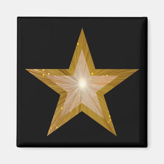 "Gold" Star fridge magneet vierkant zwart (Voorkant)