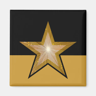 "Gold" Star fridge magneet vierkant zwart goud