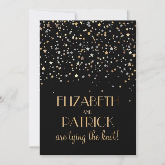 Gold Star Glitter Confetti Wedding Invitation Kaart (Voorkant)