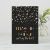 Gold Star Glitter Confetti Wedding Invitation Kaart (Staand voorkant)
