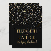 Gold Star Glitter Confetti Wedding Invitation Kaart (Voorkant / Achterkant)