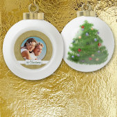Gold Star Glitter Eerste Kerstmis Sjabloon Keramische Bal Ornament