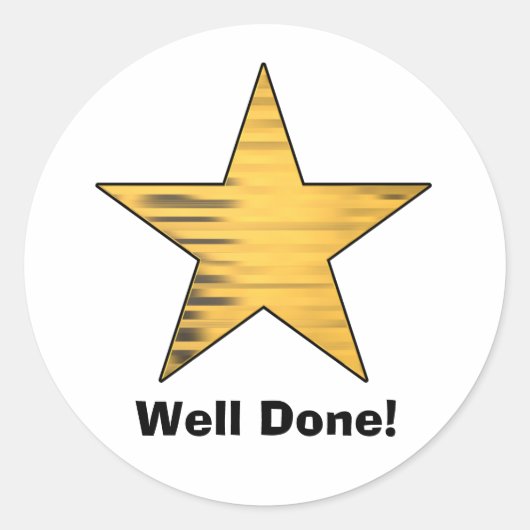 Gold Star Goed gedaan Ronde Sticker (Voorkant)