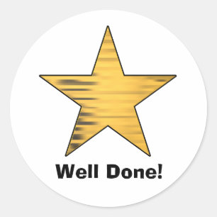 Gold Star Goed gedaan Ronde Sticker