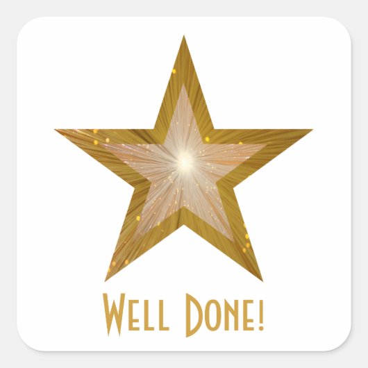 Gold Star 'Goed gedaan!' vierkante sticker wit (Voorkant)
