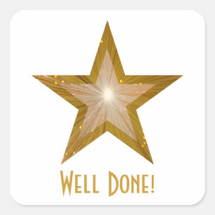 Gold Star 'Goed gedaan!' vierkante sticker wit