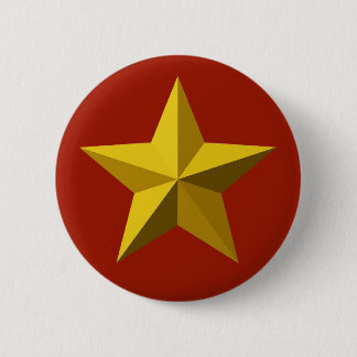 Gold star, Golden star, Red, Badge Ronde Button 5,7 Cm