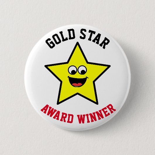 Gold Star Good Job Reward Ronde Button 5,7 Cm (Voorkant)