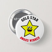 Gold Star Good Job Reward Ronde Button 5,7 Cm (Voorkant /achterkant)