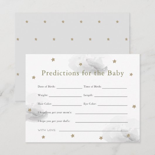 Gold Star & Grey Cloud Baby Voorspellingen Kaart (Voorkant / Achterkant)