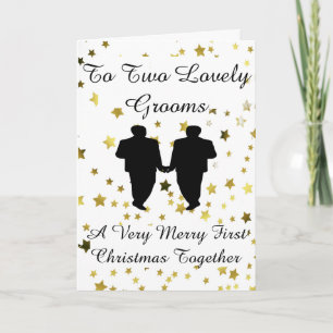Gold Star Groom Silhouette Gay 1st Christmas Feestdagen Kaart