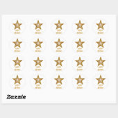 Gold Star 'Happy Birthday' ronde sticker wit (Vel)