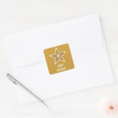 Gold Star 'Happy Birthday' vierkante sticker geel (Envelop)
