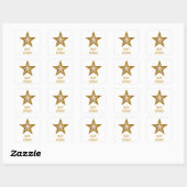 Gold Star 'Happy Birthday' vierkante sticker wit (Vel)