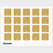 Gold Star 'Happy Holidays' vierkant sticker geel (Vel)