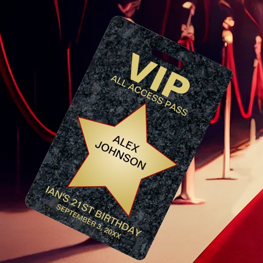 Gold Star Hollywood VIP Pass Party Favor Badge