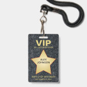 Gold Star Hollywood VIP Pass Party Favor Badge (Voorzijde met lanyard)