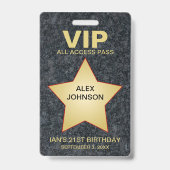 Gold Star Hollywood VIP Pass Party Favor Badge (Voorzijde)
