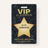 Gold Star Hollywood VIP Pass Party Favor Badge (Voorkant)
