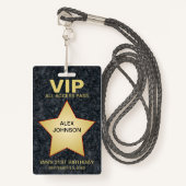 Gold Star Hollywood VIP Pass Party Favor Badge (Voorkant met draagriem)