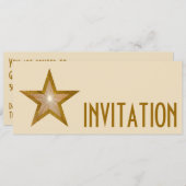 Gold Star 'INVITATION' crème lang Kaart (Voorkant / Achterkant)