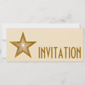 Gold Star 'INVITATION' crème lang Kaart (Voorkant)