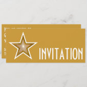 Gold Star 'INVITATION' goud lang Kaart (Voorkant / Achterkant)