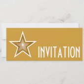 Gold Star 'INVITATION' goud lang Kaart (Voorkant)