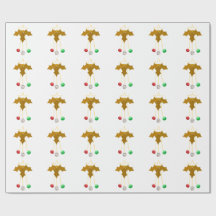 Gold Star Jingle Bells Krans Wit inpakpapier