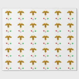 Gold Star Jingle Bells Krans Wit inpakpapier