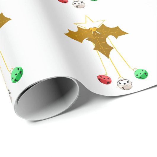 Gold Star Jingle Bells Krans Wit inpakpapier (Rol Hoek)