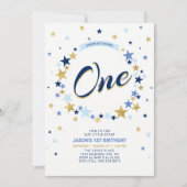 Gold Star | Jongen 1e verjaardag uitnodiging (Voorkant)