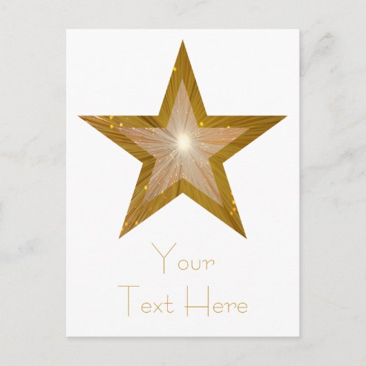 Gold Star 'Jouw tekst' briefkaart wit (Voorkant)