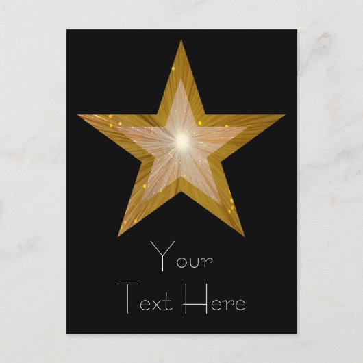Gold Star 'Jouw tekst' briefkaart zwart (Voorkant)