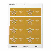 "Gold" Star 'Jouw tekst' cadeau label groot goud (Full Sheet)