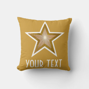 "Gold Star" "Jouw tekst" gooit met kussen vierkant