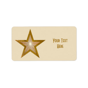 "Gold" Star 'Jouw tekst'-label medium crème Etiket