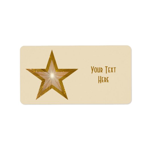 "Gold" Star 'Jouw tekst'-label medium crème Etiket (Voorkant)
