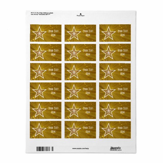 Gold Star 'Jouw tekst' label medium wit (Full Sheet)