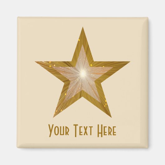 Gold Star 'Jouw tekst magnet square crème (Voorkant)