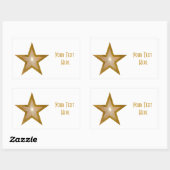 "Gold" Star 'Jouw tekst" rechthoekige sticker wit (Vel)