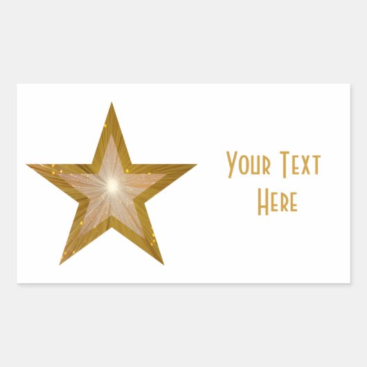 "Gold" Star 'Jouw tekst" rechthoekige sticker wit (Voorkant)