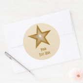 "Gold" Star 'Jouw tekst'-ronde sticker crème (Envelop)