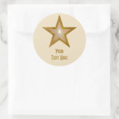 "Gold" Star 'Jouw tekst'-ronde sticker crème (Tas)